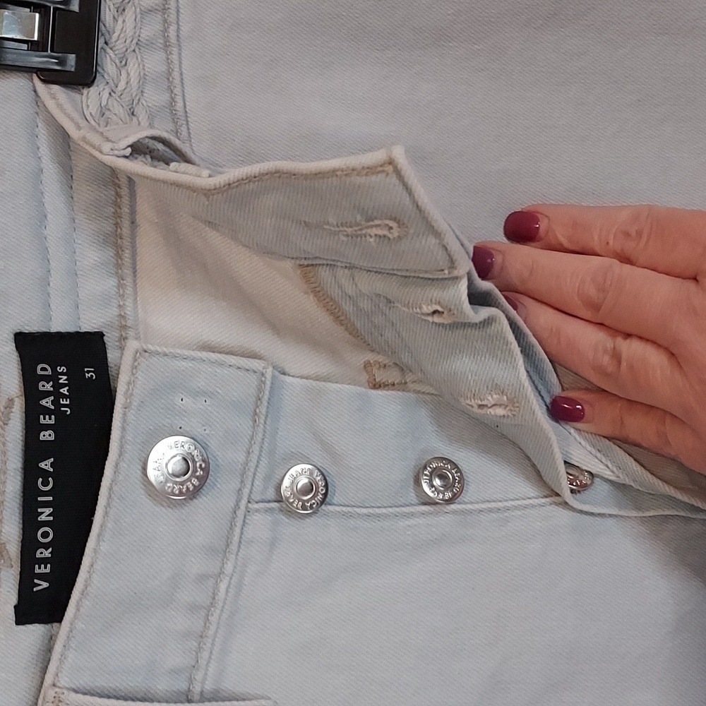 Veronica Beard Grant Wide Leg Jean Braided Waist Aspen - Picture 8 of 12